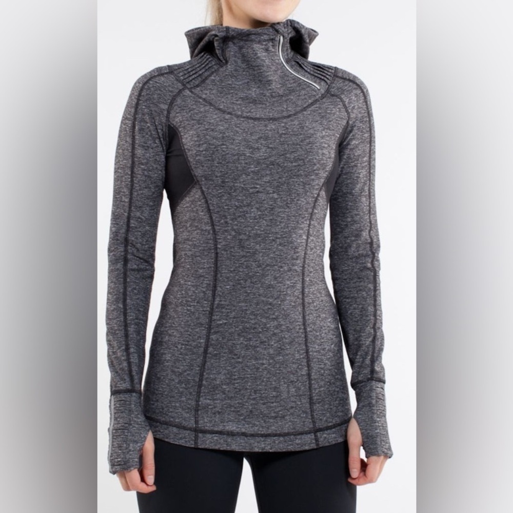 Lululemon Run: Back On Track Pullover- Heathered Black/ Size 2